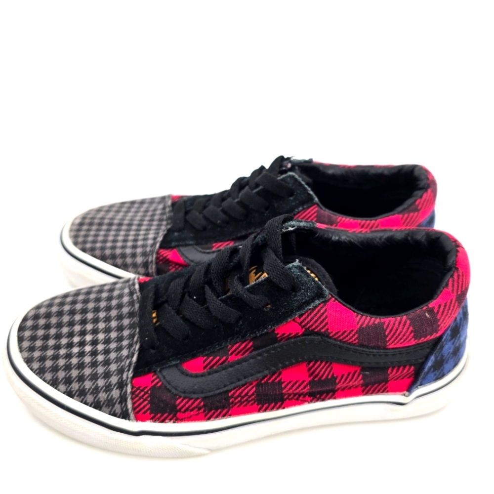 Vans Old School Buffalo Mix Red and Black Checkered Sneakers Size 2.5